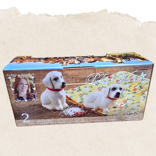 The Pioneer Woman Lucy & Duke Stoneware Salt & Pepper Shaker Set – New in Box