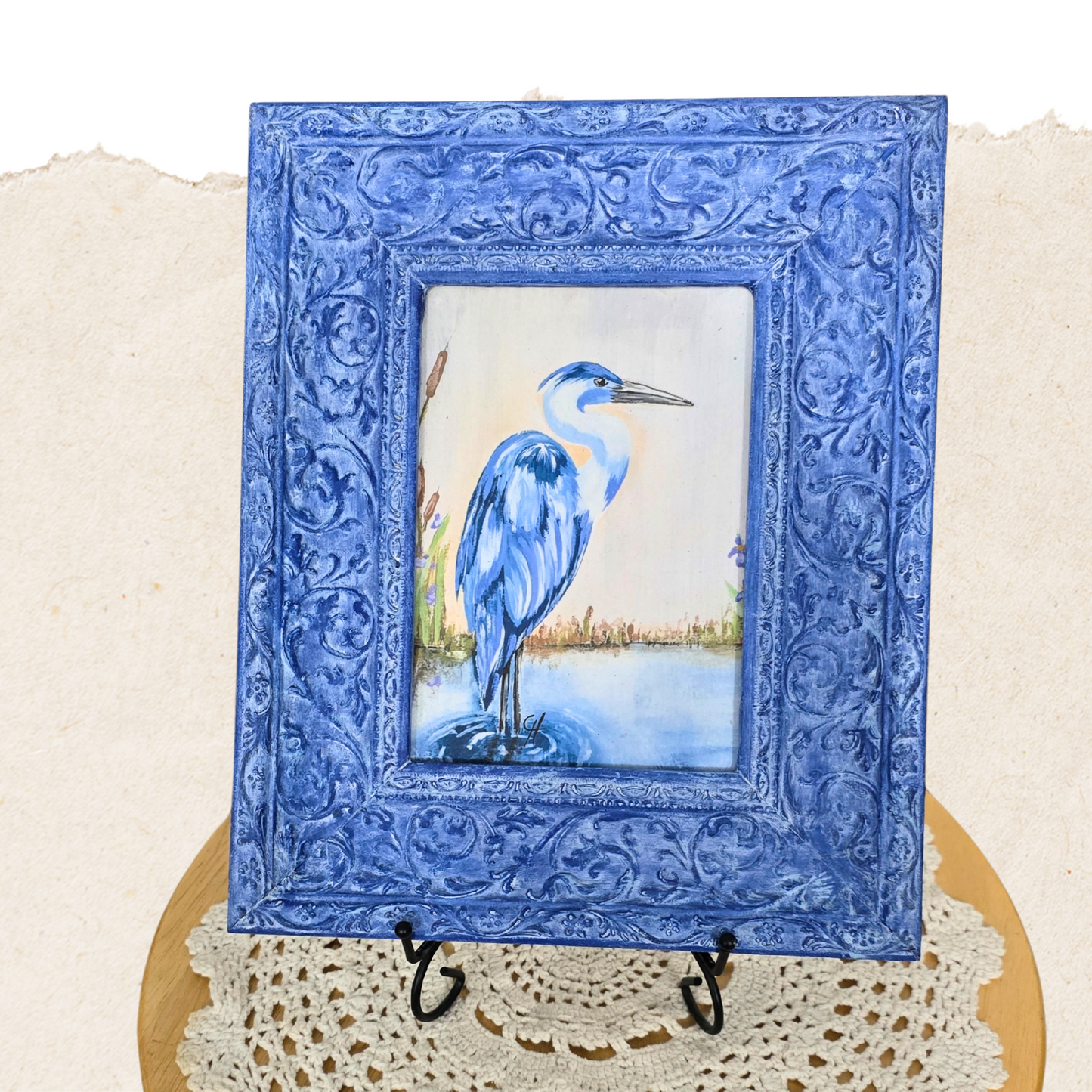 Coastal Blue Heron Framed Print – Artwork by The Painted Photographer
