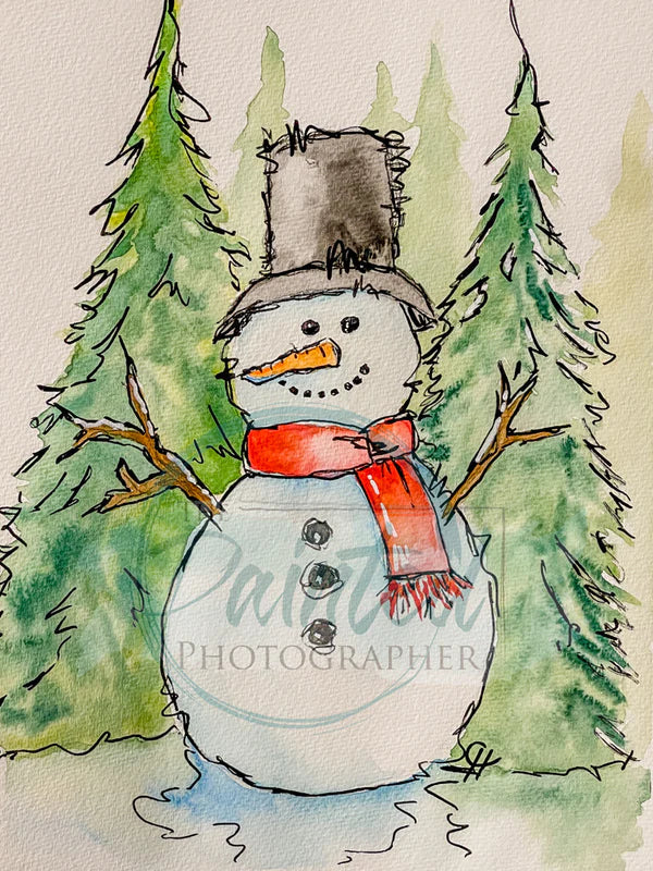 Jolly Snowman Watercolor by Connie