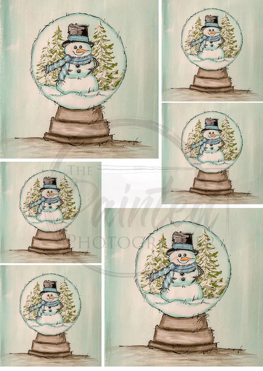 Snowman Globe Ornament Size by Connie