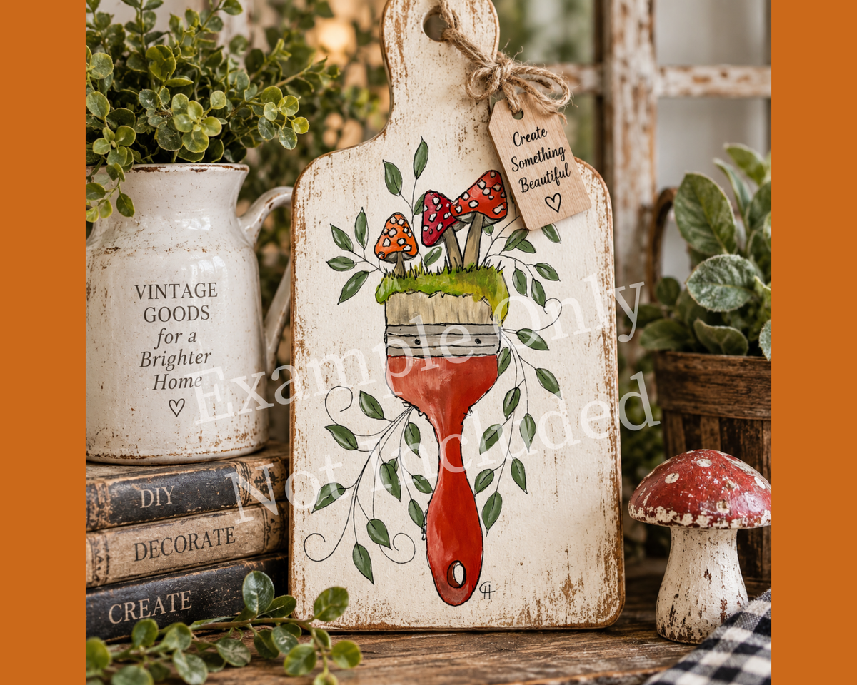 Hand-Painted Mushroom Paintbrush Rice Decoupage Paper