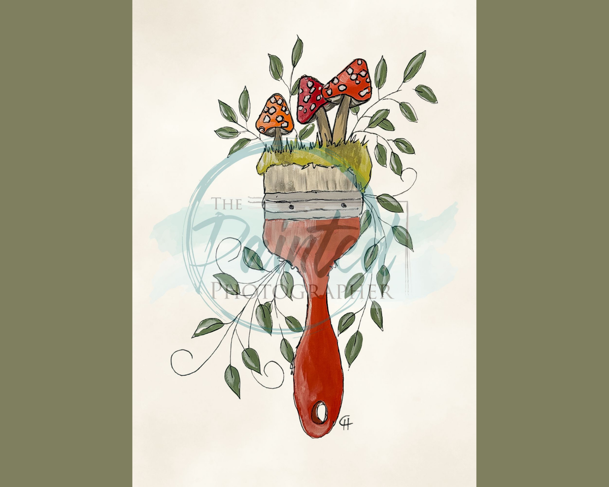 Hand-Painted Mushroom Paintbrush Rice Decoupage Paper