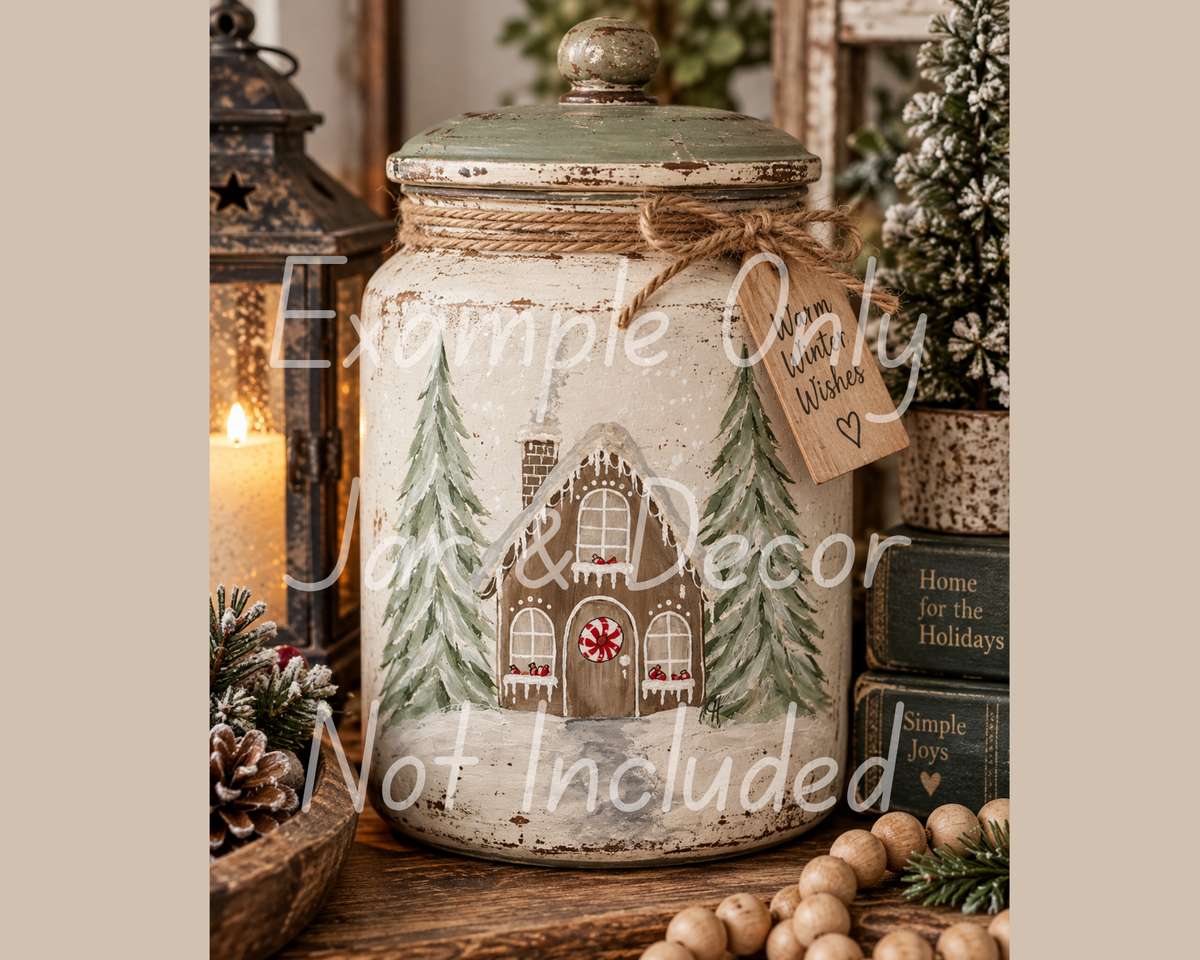 Hand-Painted Candy Cane Cottage - Decoupage Rice Paper
