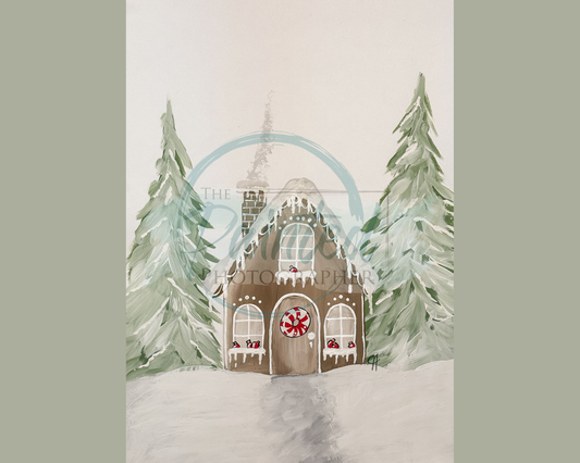 Hand-Painted Candy Cane Cottage - Decoupage Rice Paper