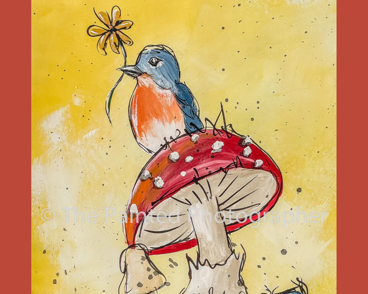 Fall Forest Floor Bird & Mushroom Rice Paper Decoupage 8.5 x 11.7